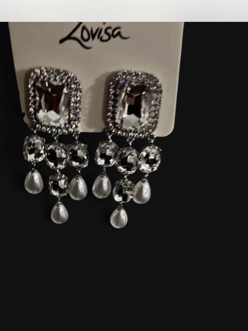 Crystal and Pearl Drop Chandelier Earrings - Silver-Tone